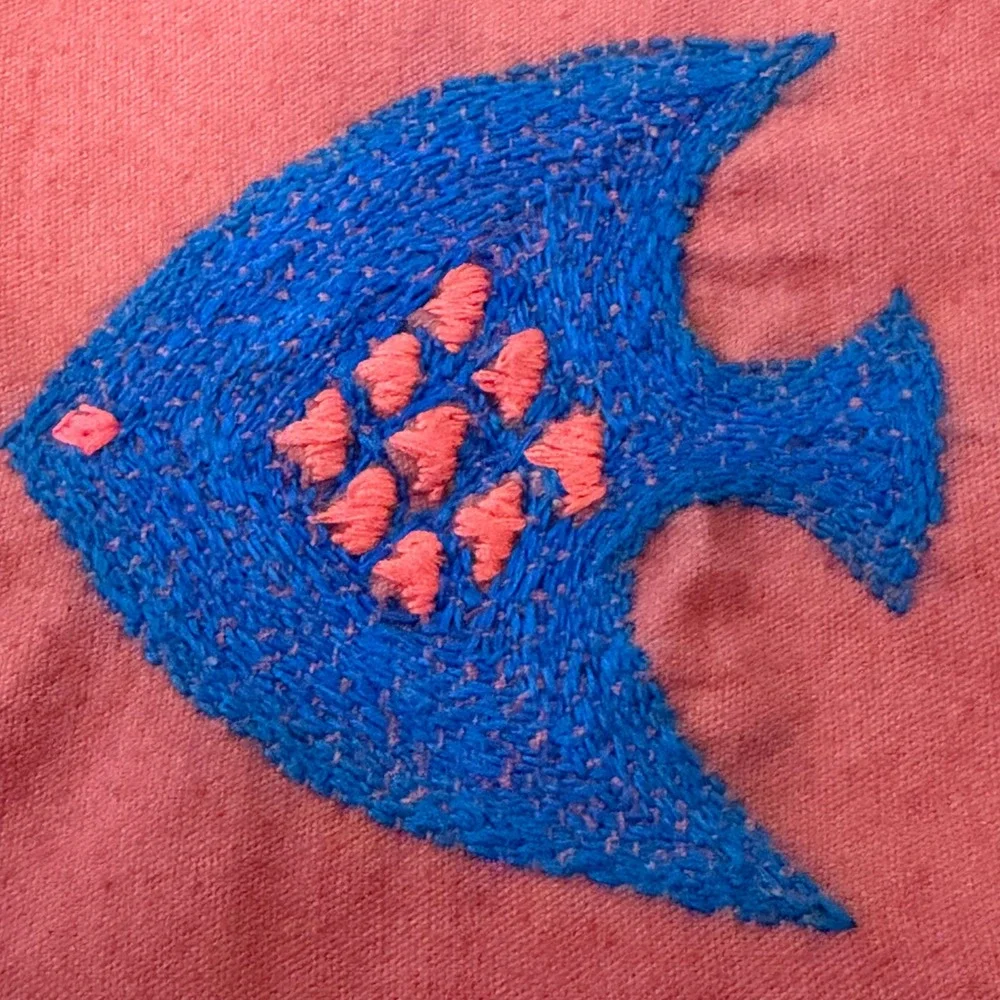 Loom Mool Embroidered Fish Tassel Pouch Womens Small‎ Pink